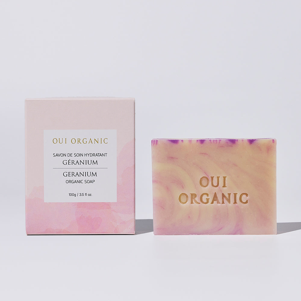 敏感肌沐浴手工皂推薦：Oui Organic唯有機 舒敏保濕植萃手工皂-玫瑰天竺葵